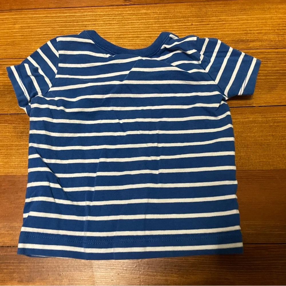 Hanna Andersson Blue Striped Tops & Blue Zip Hoodie Set Size 12-18 Months